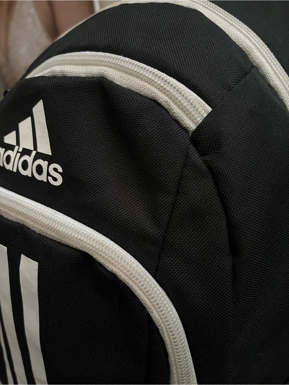 Adidas Black White 3-Stripes Backpack Bookbag School Laptop Travel Bag